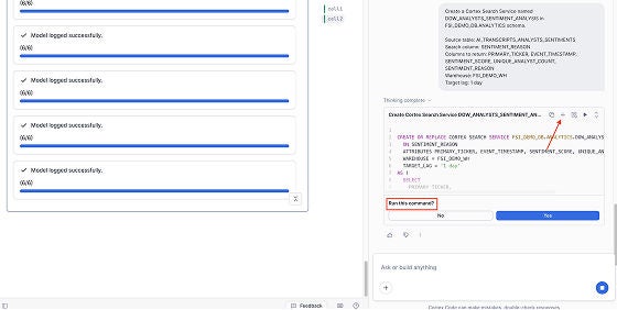 Screenshot of Cortex Code in Snowsight