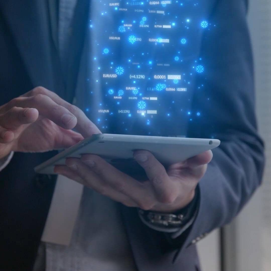 Person interacting with an ipad