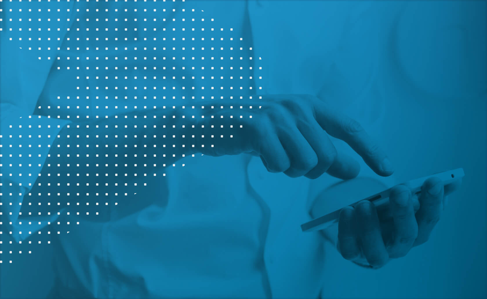 person using cellphone with low opacity blue overlay and dotted pattern