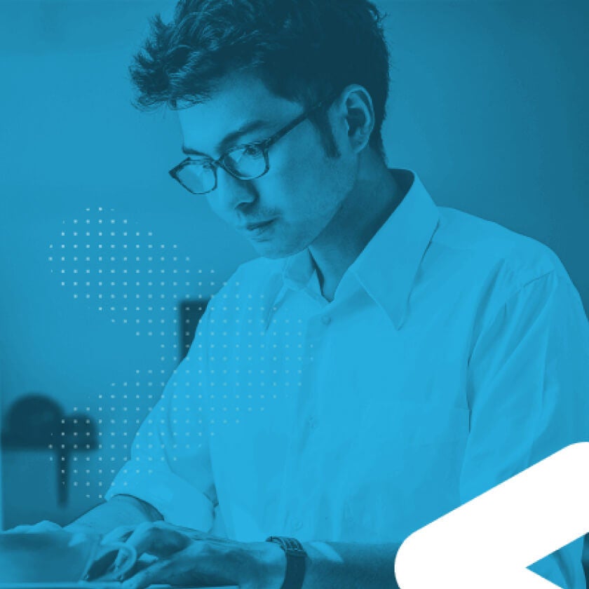 Data scientist on a computer