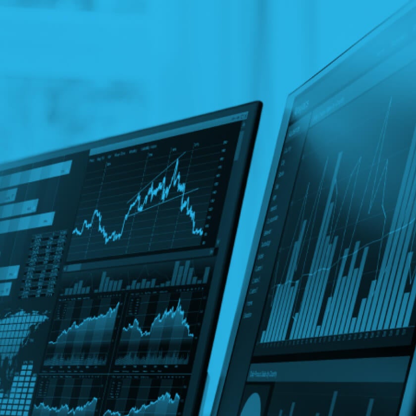  data visuals on laptops; image has blue overlay