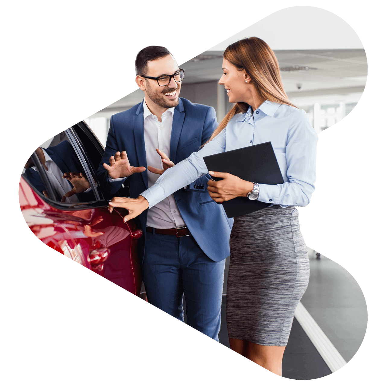 two people and a car