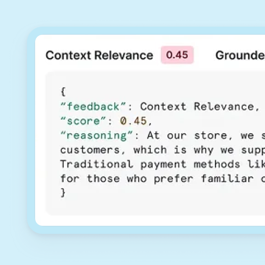 Context relevence screenshot on light blue background