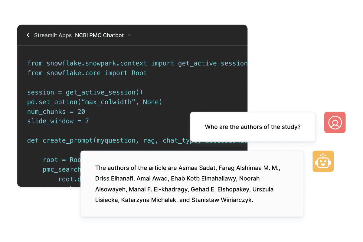 streamlit apps screenshots showing how th chat bot works