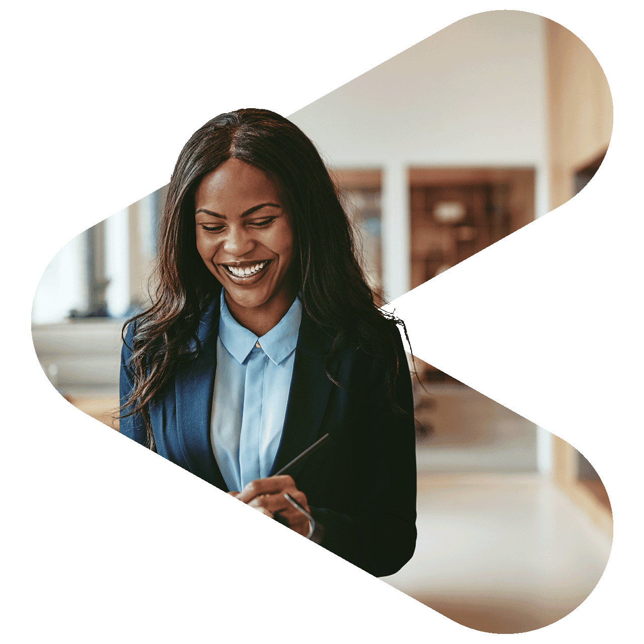woman writing down notes on tablet