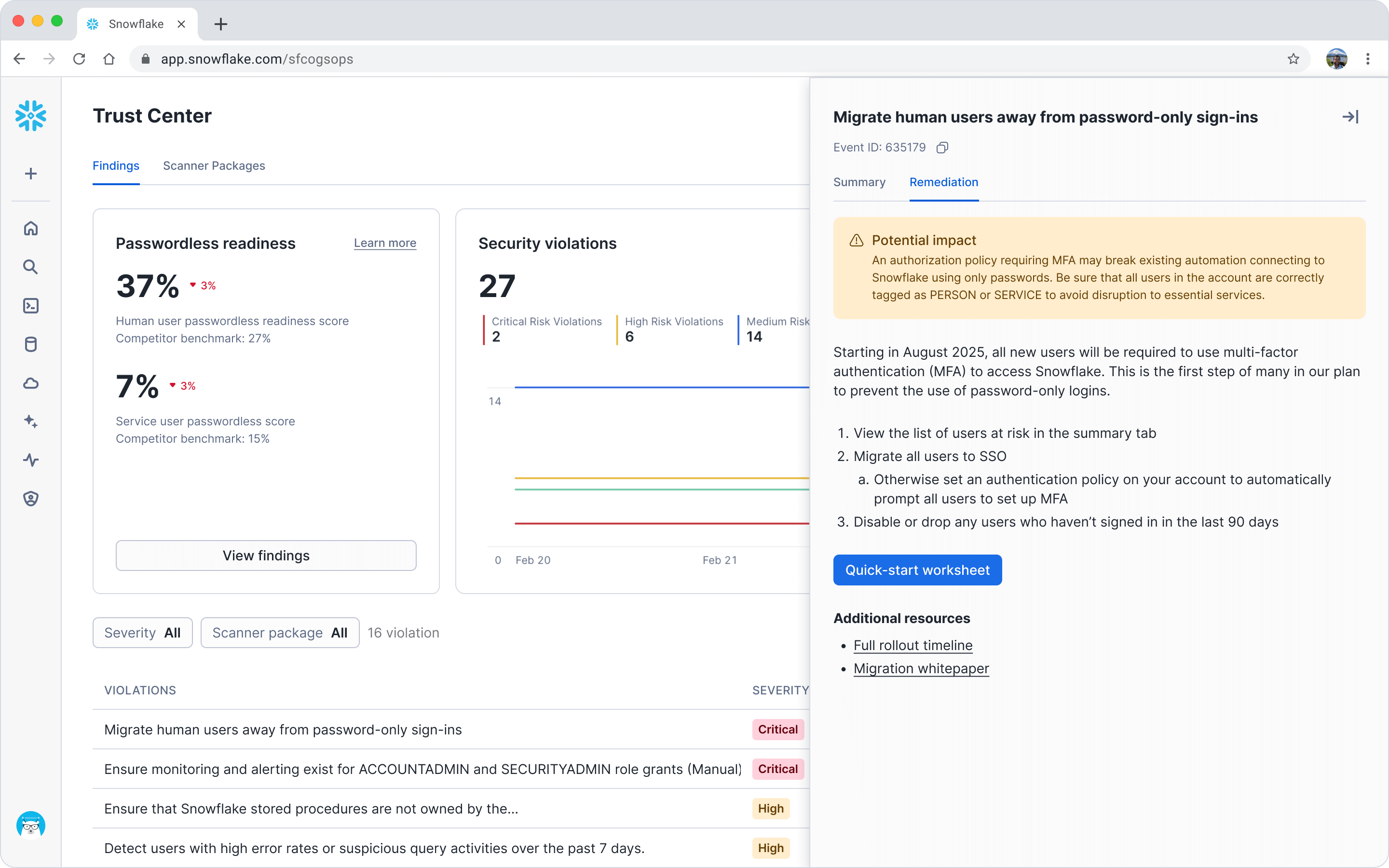 Trust center screenshot