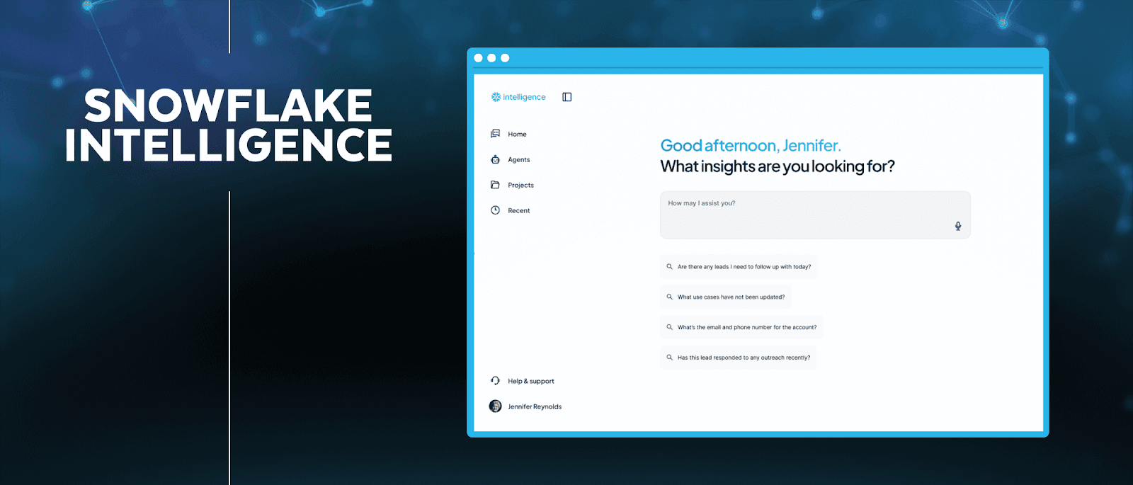 snowflake intelligence opening page screenshot 